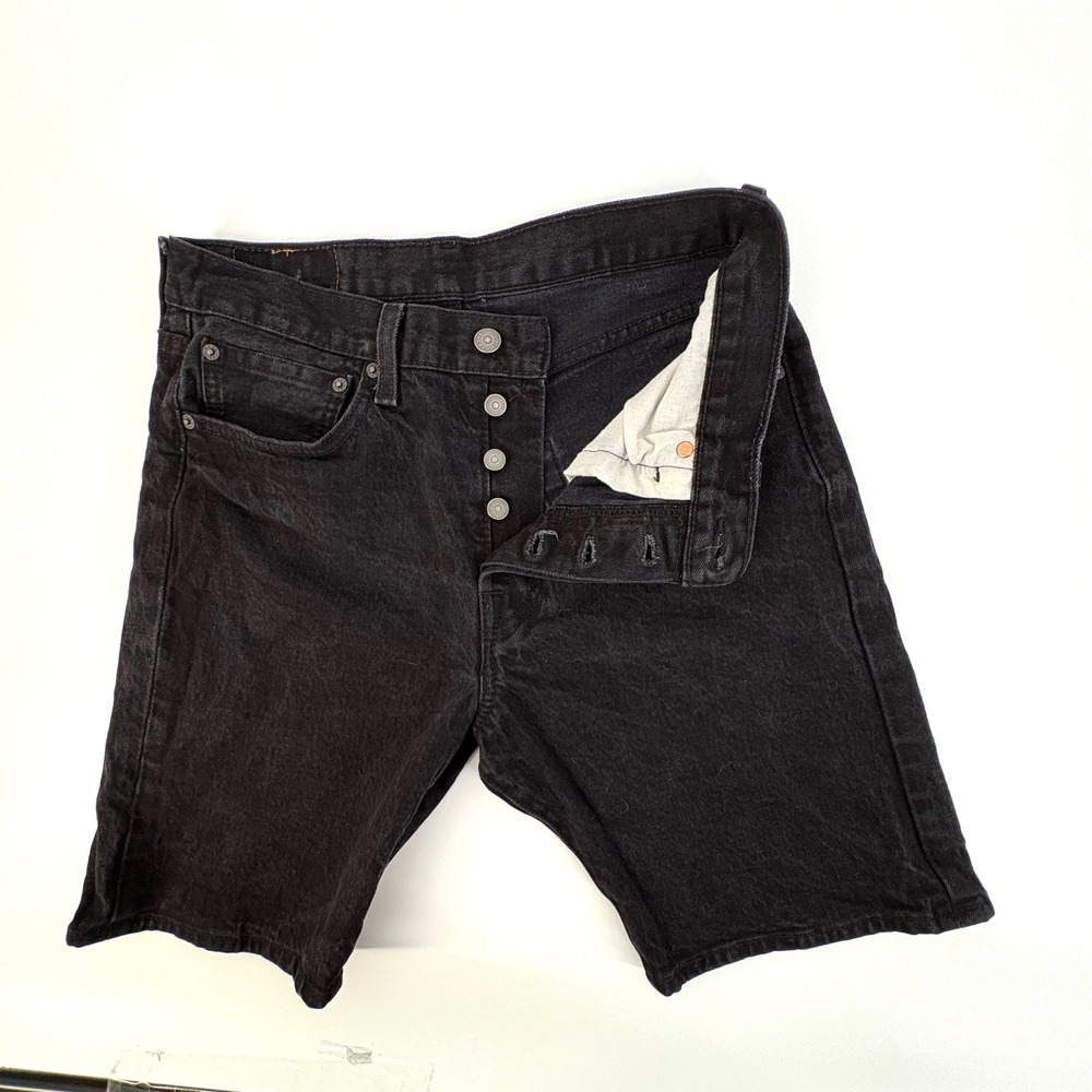 Levis 501 Original Mens Black Denim Shorts Button Fly W31 36512-0040